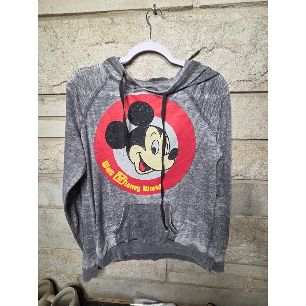 Disney Parks‎ Mickey Mouse Burnout Pullover Hoodie Gray Large W593-3391-3-14202